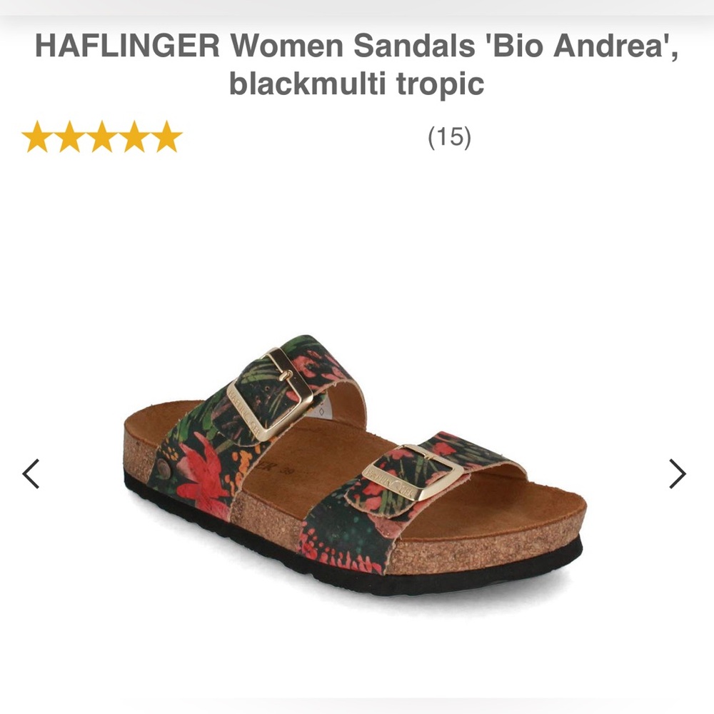 NIB HAFLINGER Women Sandals 'Bio Andrea', blackmulti tropic NWT